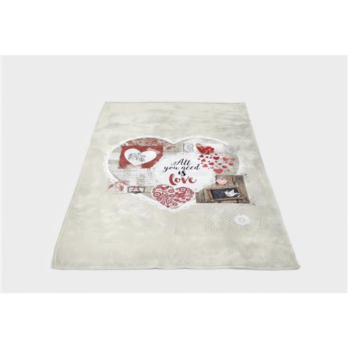 Plaid polaire microfibre imprimé 130x150 cm WINTER HEART