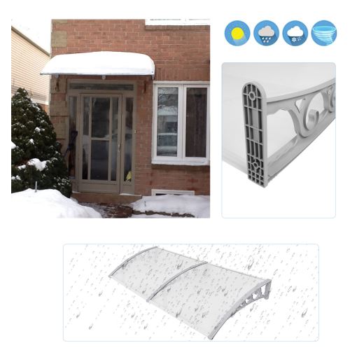 100m x 200cm Auvents de porte gris extensibles anti pluie-neige en polycarbonate DIY