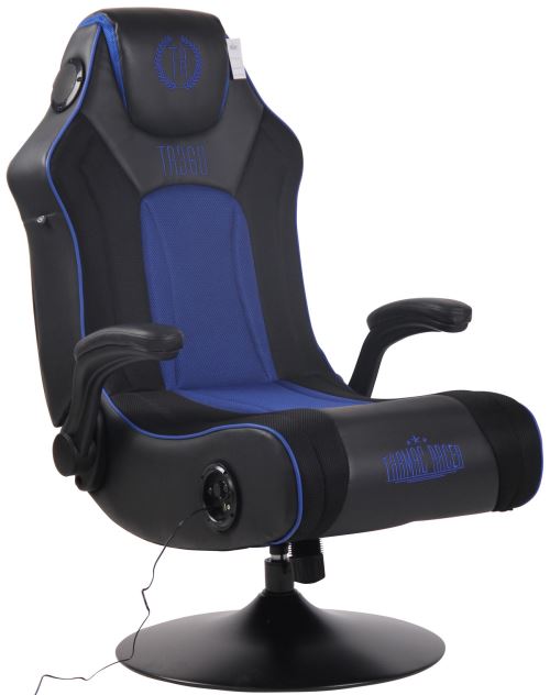 Chaise Gaming Sonore Multimédia pivotante Nevers Hauts-parleurs Port USB Caisson de basse intégrés - Couleur Noir/Bleu