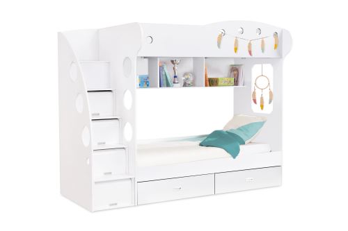 Django Ensemble Lit Combine Blanc Avec 2 Couchages 90 X190 2 Matelas Achat Prix Fnac