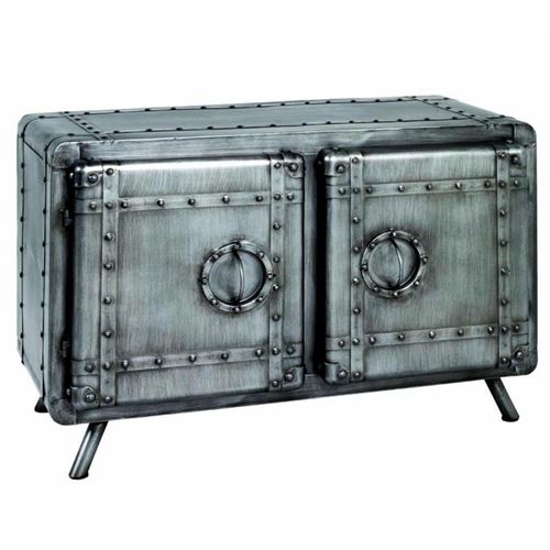 Paris Prix - Buffet Vintage 2 Portes vaded 78cm Anthracite