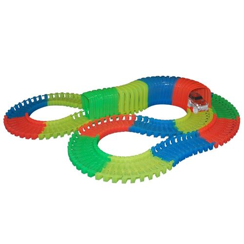 Lightning Speedy Nouveau Circuit de voiture flexible, modulable avec 150 rails et 30 lumitunnels luminescents