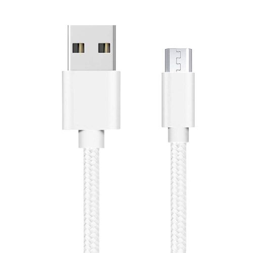 Cable pour ASUS ZENFONE 5 LITE / 4 MAX / 3 MAX / MAX M1 / MAX M2 / GO - Cable Chargeur Micro USB Nylon Tressé Argent Blanc 1 Metre [Phonillico®]