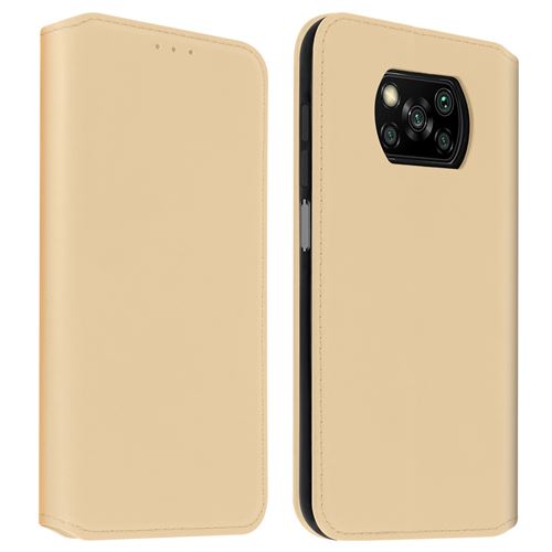 Avizar Housse pour Xiaomi Poco X3 et X3 Pro Étui Folio Portefeuille Fonction Support doré
