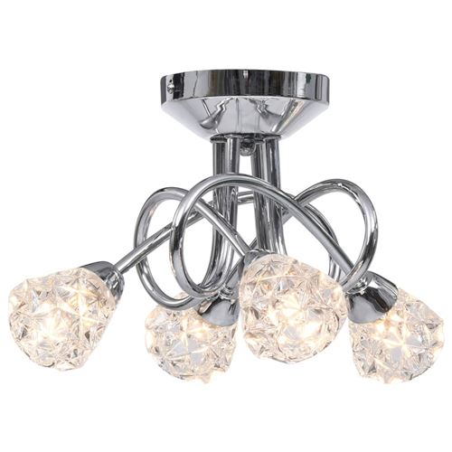 vidaXL Plafonnier avec abat-jours en verre pour 4 ampoules G9