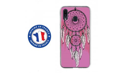 Coque souple pour Samsung Galaxy A20 avec impression Motifs attrape rêve sur fond rose