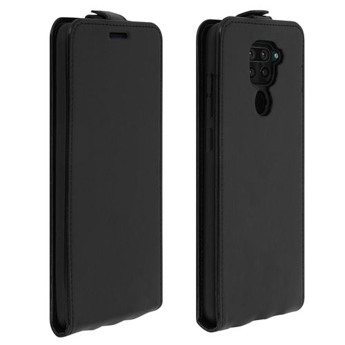 Avizar Étui pour Xiaomi Redmi Note 9 Clapet Vertical Protection Porte-carte Noir