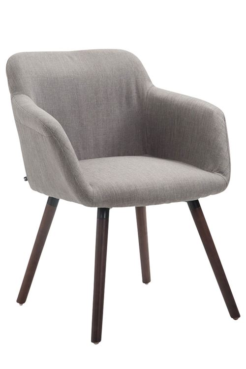 Chaise de salle à manger Debbie tissu , Gris/Bois de chêne Noyer