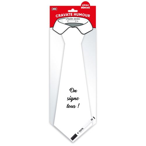 GENERIQUE Cravate Humoristique d&eacute;dicace - Blanc - Taille Unique