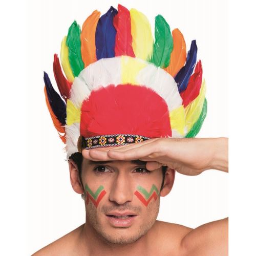 grande coiffe indienne a plumes colorees deguisement adulte indien jouet