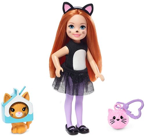 Barbie poupée ado Chelsea 15 cm costume chat 7-pièces (GJW29)