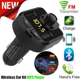 Lecteur MP3 de voiture BT Transmetteur FM sans fil Audio Musique Stéréo Double port USB Chargeur de voiture Support Appel mains libres Lecteur Flash USB Affichage de la tension 