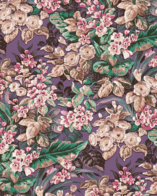 Profhome BA220024-DI Papier peint floral mat pourpre violet-pourpre 5,33 m2