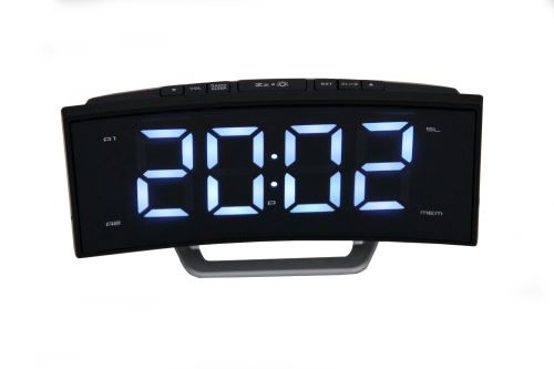 FISHTEC® Radio Réveil Curve Vision Uniforme - Effet Panoramique - Grands chiffres