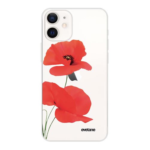 Coque pour iPhone 12 mini souple transparente Coquelicot Motif Ecriture Tendance [Evetane®]