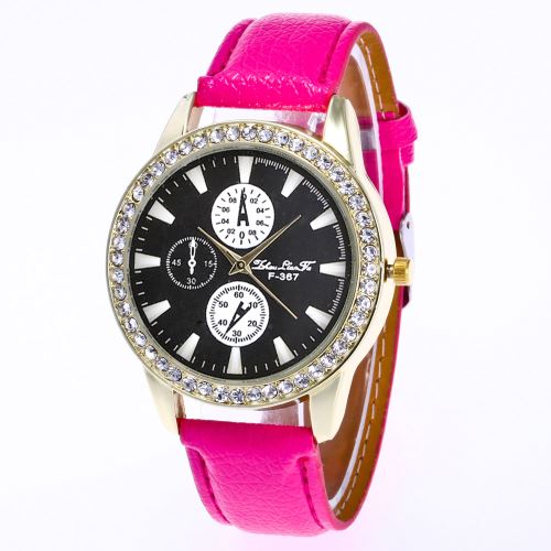 OHP Montre à bracelet Montre en quartz strass platine - Rose Rouge