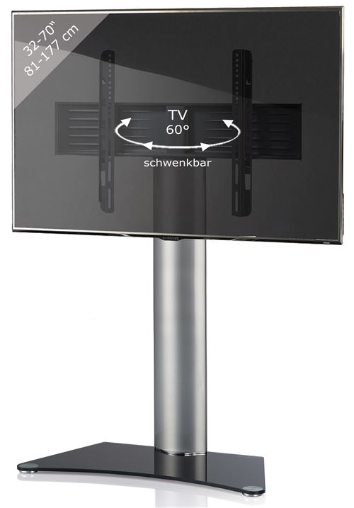 VCM Zental Meuble TV zental sans tablette | Rack support en aluminium en verre noir