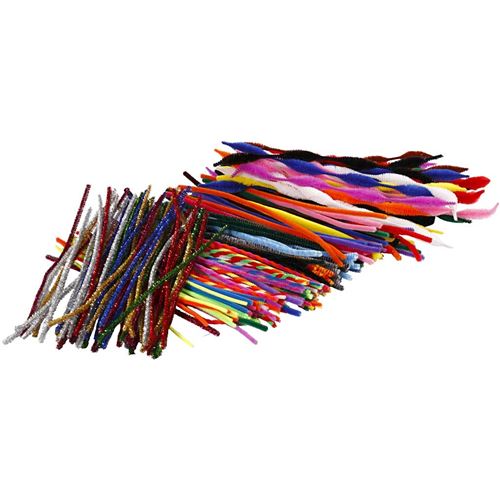 Creotime fil chenille 250 pièces 30 cm 4 - 6 mm multicolore