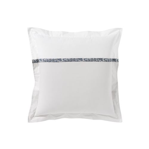 Essix - Taie d'oreiller Toi&Moi Millefleurs en Percale de coton Gris Perle/Blanc - 65 x 65 cm