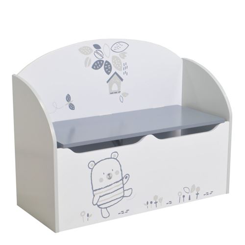 Coffre À Jouets Blanc / Gris Nounours