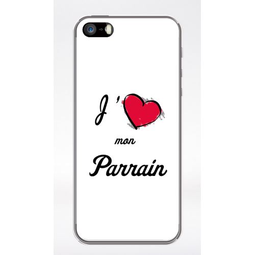 Coque J'aime Mon Parrain Blanc Compatible Iphone 5 Transparent