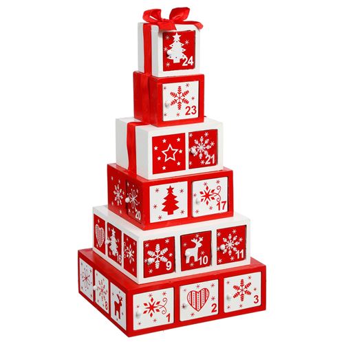 Décoration de Noël 24 Boîtes de l'Avent - Bois