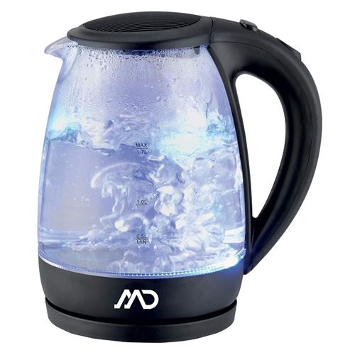 MD HOMELECTRO MK-7922 Bouilloire sans Fil en Verre avec Affichage LED, Translucide