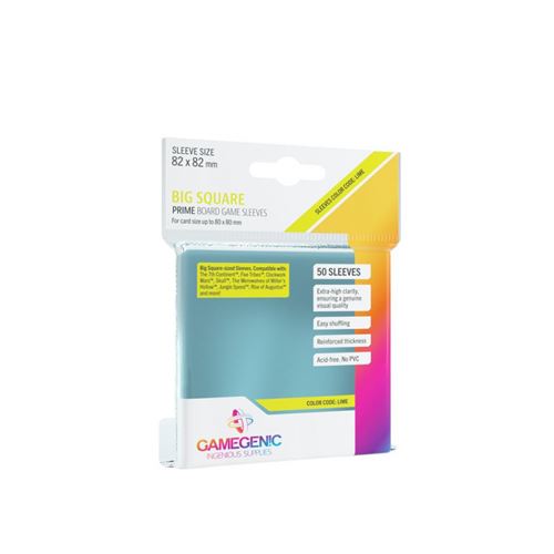 Gamegenic : Sachet de 50 protège-cartes - 8,2 x 8,2 cm - Big square lime