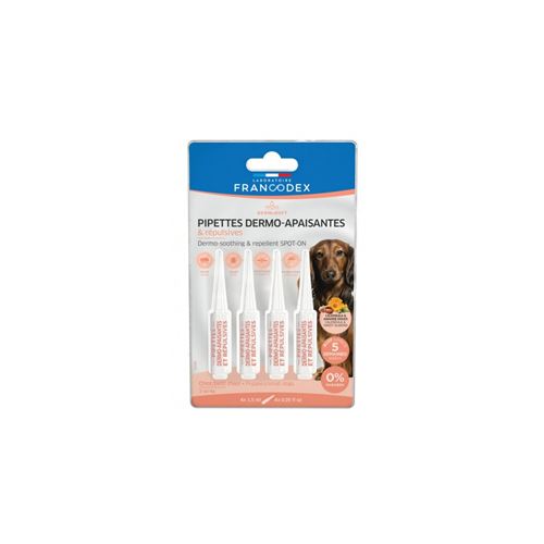 4 Pipettes Dermo-Apaisantes et Repulsives Pour Chiots et Petits Chiens de 2 kg à 10 kg