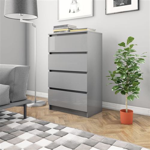 Buffet Gris brillant 70 x 40 x 97 cm Aggloméré