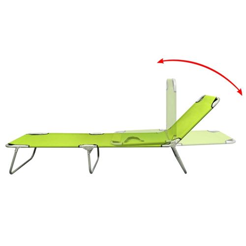 vidaXL Chaise longue pliable Acier enduit de poudre Vert pomme vidaXL Chaise longue pliable Acier enduit de poudre Vert pomme