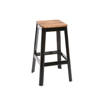 Tabouret De Bar Design Noir Et Bois 75 Cm Nick