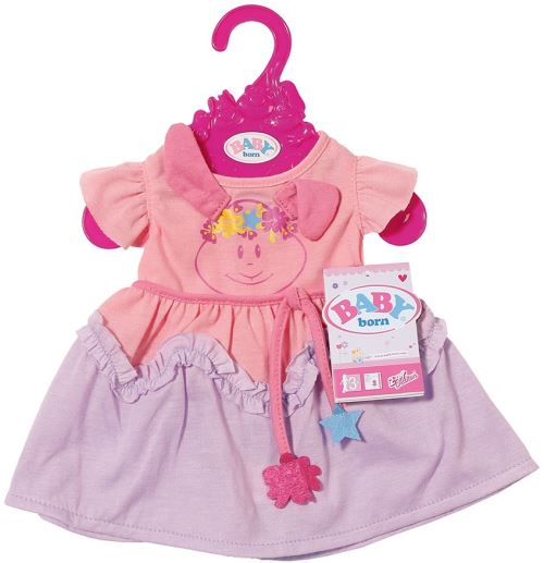 Robe rose et violette petit lapin baby born - 43 cm - habit poupee - zapf accessoire poupon