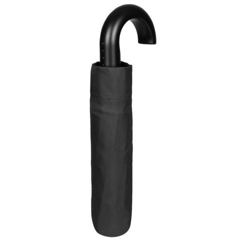 PERLETTI - Perletti 26013 Gent Mini 54/8 Man 3 Sect Noir Poignée courbée Coupe-Vent en Microfibre Parapluie
