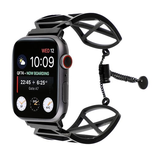 Bracelet en acier inoxydable ajustable pour Apple Watch Series 6/ SE/ 5/ 4 44mm - Noir