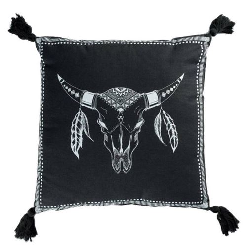 Douceur d'Intérieur Coussin déco à pompons mohicana 40x40cm - vue 1