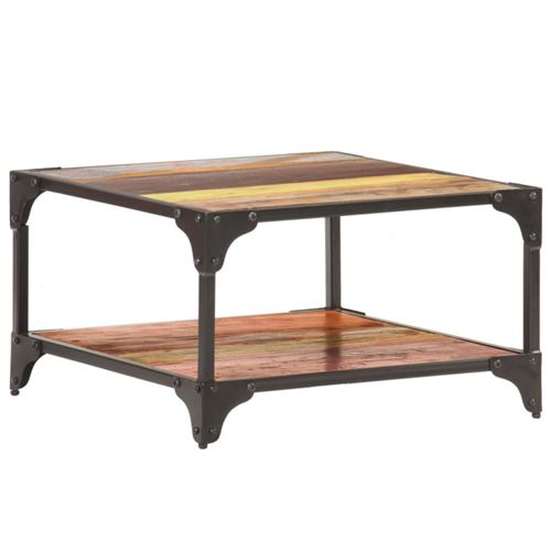 Non Communiqué Multicolore Table Basse 60X60x35 Cm Bois De Récupération Massif