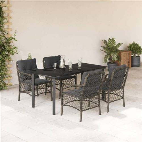 VidaXL - Ensemble de salle à manger de jardin rotin synthétique, One Size, Gris