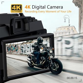 Appareil Photo numérique 4K Ultra HD 48MP Appareil Photo Vlogging avec  Objectif Grand Angle Zoom numérique 16 x, Appareil Photo Compact à écran  3,0