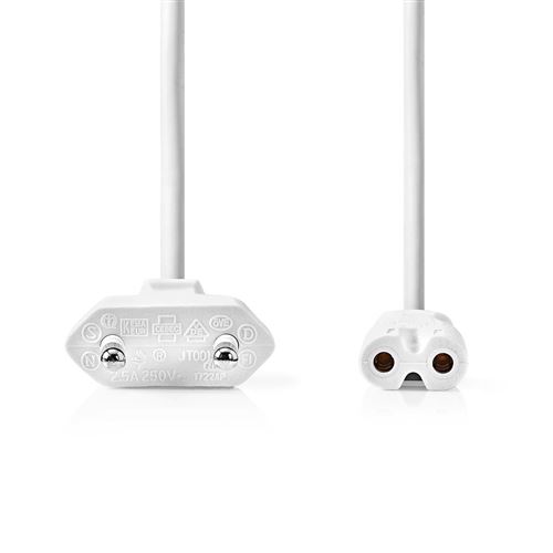 Nedis - Voedingskabel - Europlug (M) naar IEC 60320 C7 - 2 m - wit