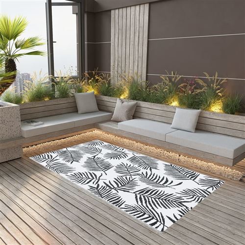 vidaXL Outdoor-Teppich ARAKIL Weiß und Schwarz 120x180 cm PP