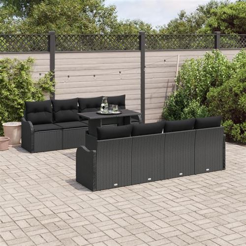 vidaXL - Ensemble de Canapé de Jardin - 9 pièces - Noir - Image 2