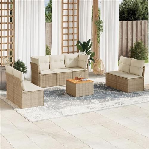 Non Communiqué Beige Salon De Jardin Modulable Vidaxl Rotin 7 Personnes 62 X 62 X 69 Cm 8 Pieces