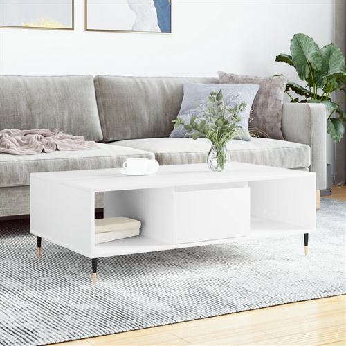 vidaXL - Table basse - 104x60x35 cm - Blanc - Image 3