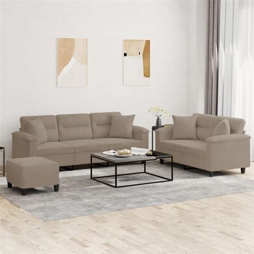 Non Communiqué Gris Vidaxl Ensemble De Canapés Avec Coussins 3 Pcs, Canapés Avec Accoudoirs Et Dossier, Ensemble De Meubles Avec Repose-Pied 3202356
