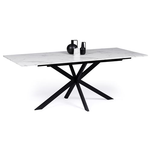 Non Communiqué Blanc Table A Manger Extensible Sans Tiroir 10 Personnes Rectangulaire En Mdf L 160 Cm