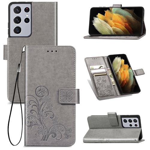 MPFRANCE Housse pour Samsung Galaxy S21 Ultra Gris [Fleur de Lys]