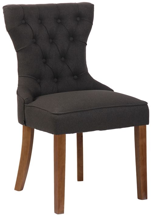 Chaise de salle à manger Franca en tissu avec pieds en bois de caoutchouc , Gris foncé/Antique clair