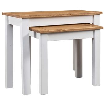 vidaXL 2-delige Tafeltjesset Panama Range massief grenenhout wit282678 - 1