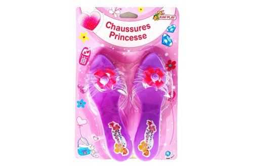 Chaussures de princesse enfant 3-6 ans  plastique  violet - souliers  mules - accessoire pour robe deguisement - set jouet fille + carte